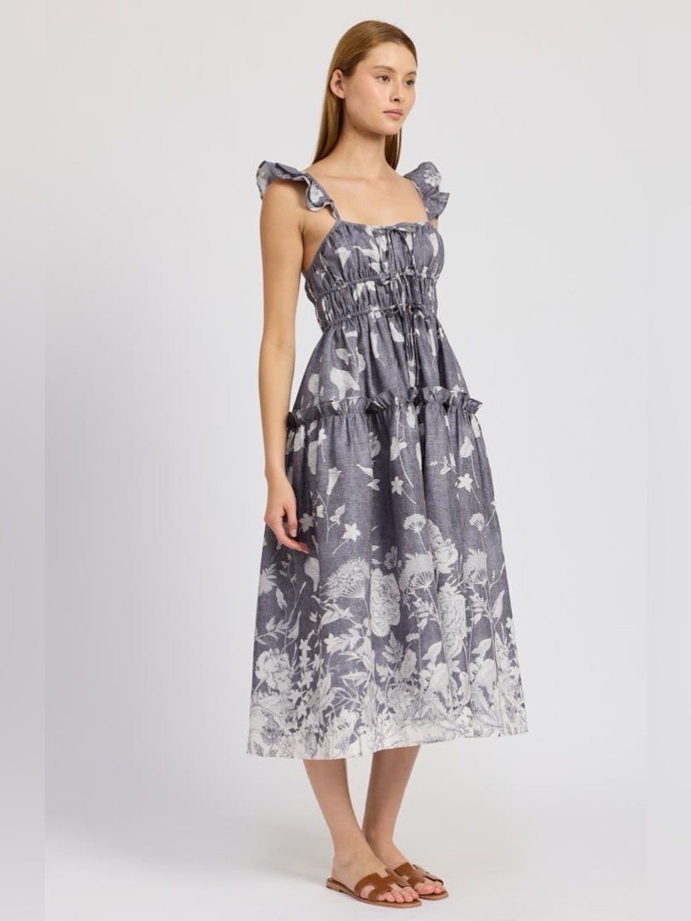 En Saison Sydney Tiered Floral Midi Dress Small